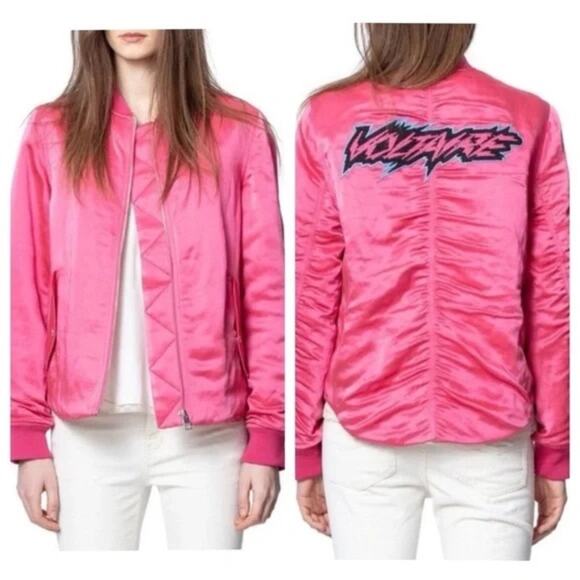 Zadig & Voltaire Ben Blouson Bomber Jacket Framboise Pink Small - Picture 1 of 13